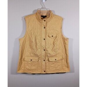 Talbots Yellow Fleece Lined Pockets Utility Zip Button Puffer Vest Plus Size 2X